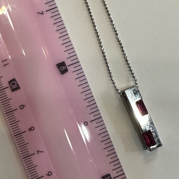 Stainless Steel and Garnet Necklace - Picture 4 of 4